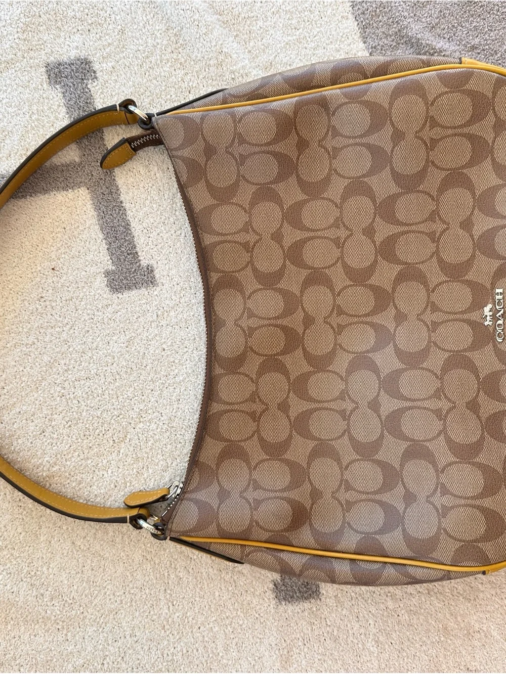 Coach Brown 2018 Laureal Hobo Bag with Yellow Trim